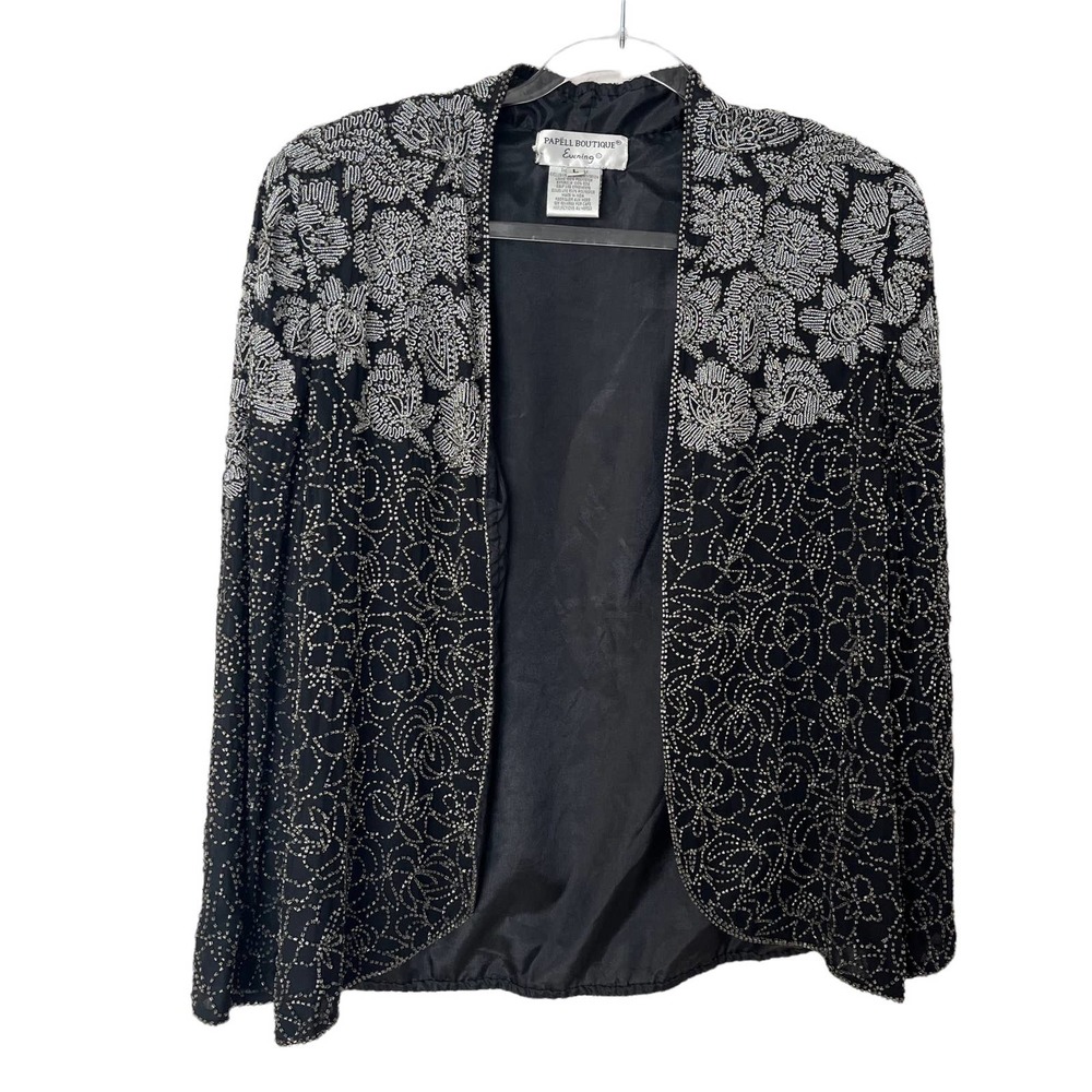 Papell Boutique Beaded Silk Blazer New Women Size M-L